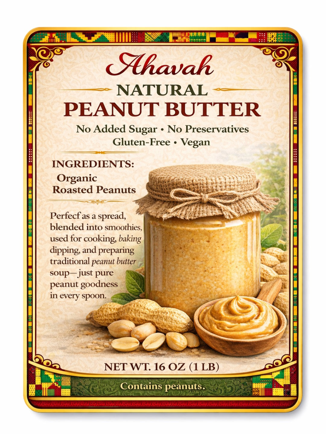 AHAVAH NATURAL PEANUT BUTTER